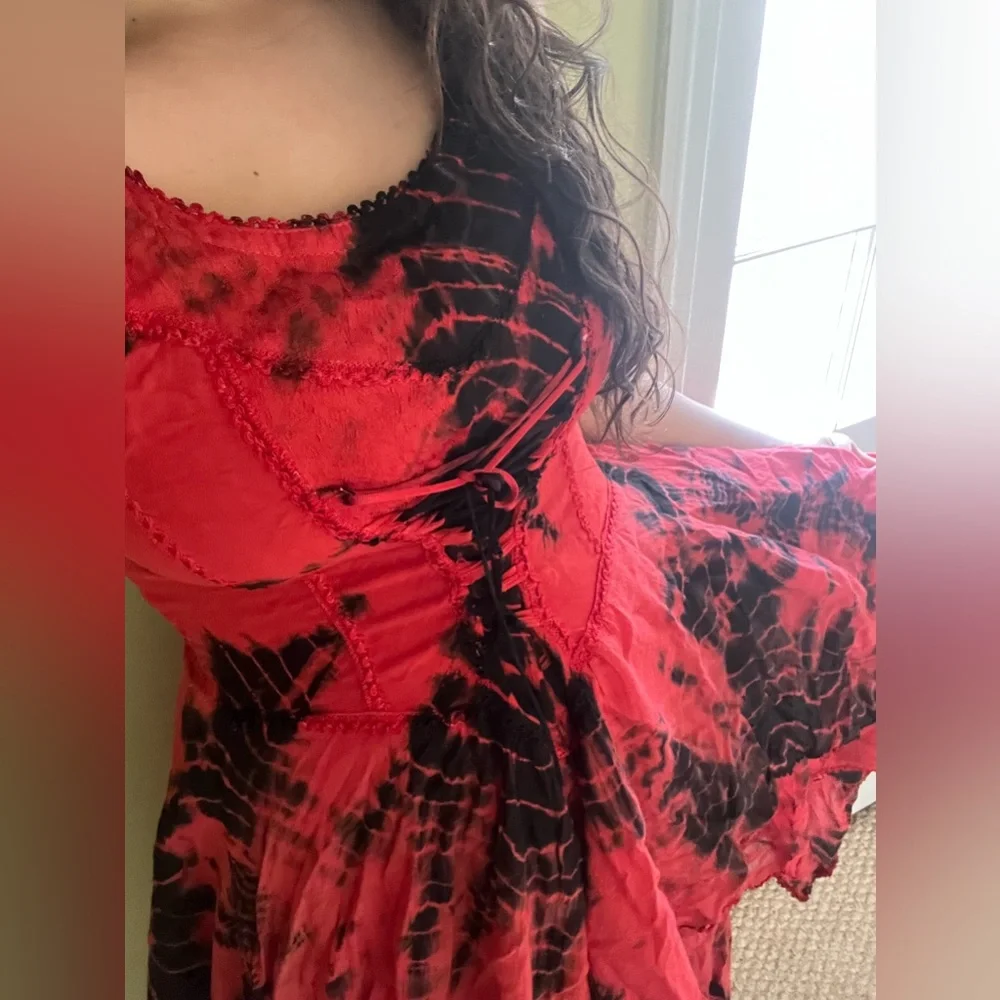 ❤️Real Y2K vintage bustier basque waist milkmaid corseted handkerchief dress🌹 - Picture 3 of 7